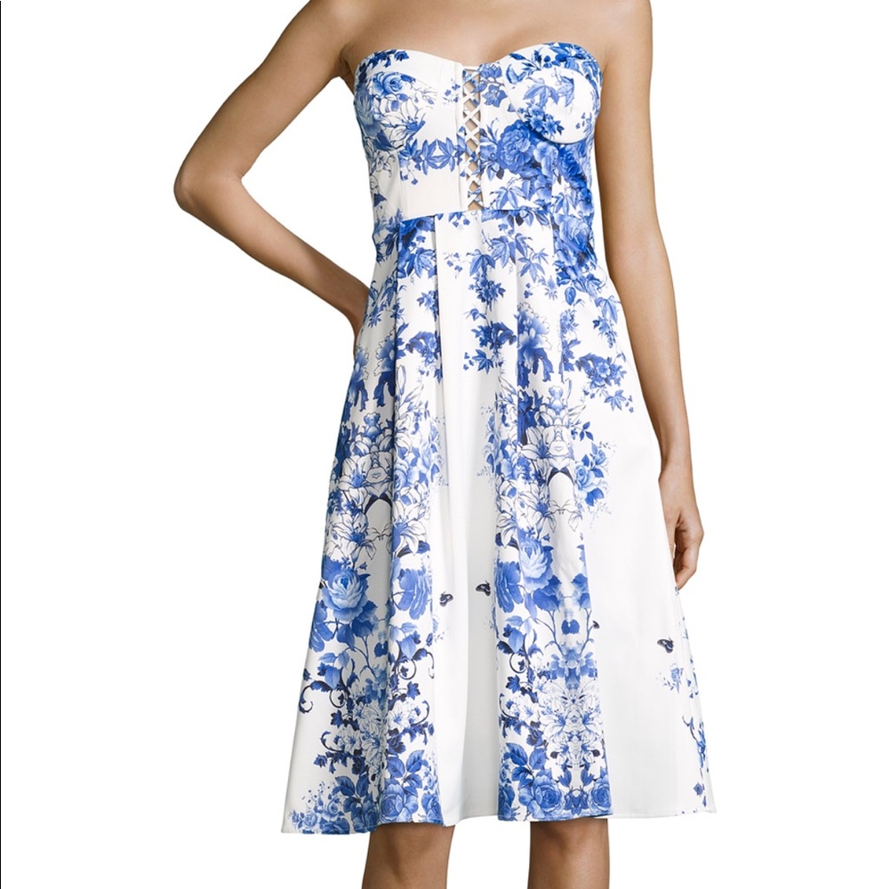 Hayden Blue & White Floral Print Fit & Flare Dress